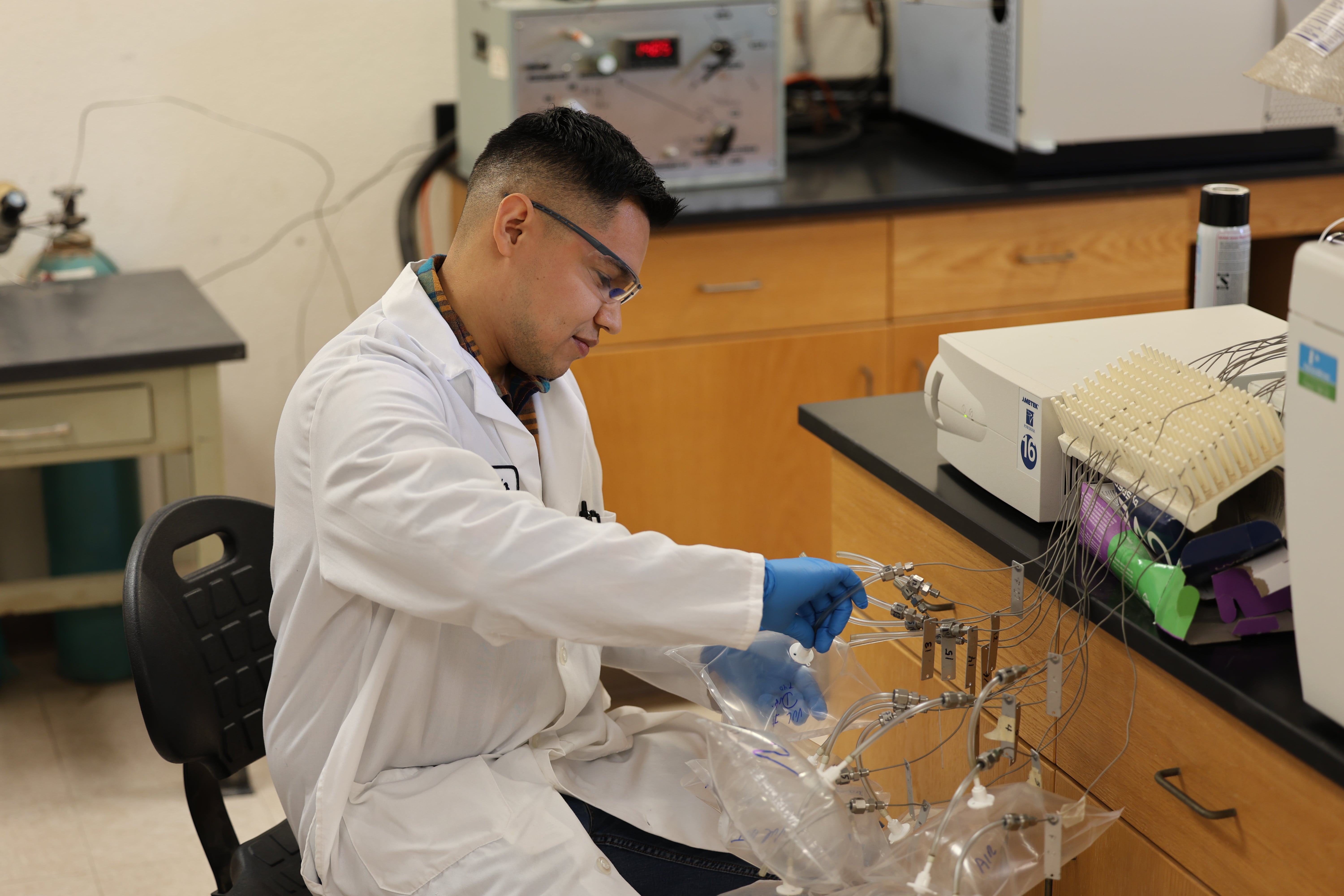 Employee in the Lab Researching Lithium Development